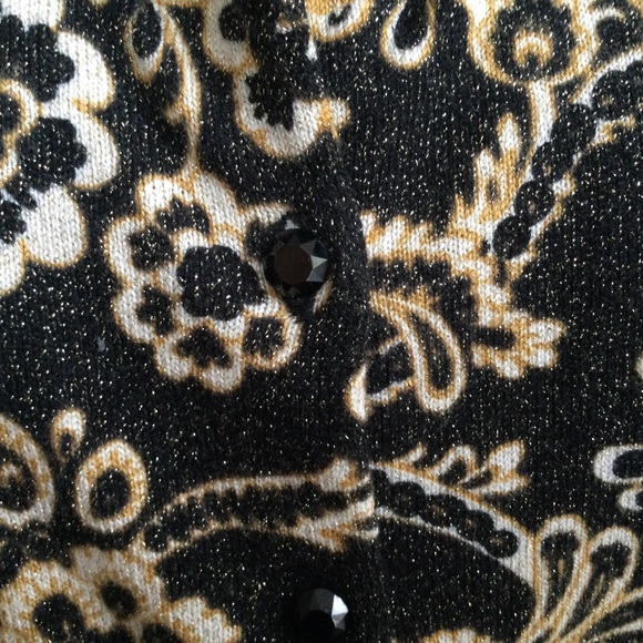 Talbots Gold Metallic Medium Petite Cardigan Holiday Party - Picture 5 of 11